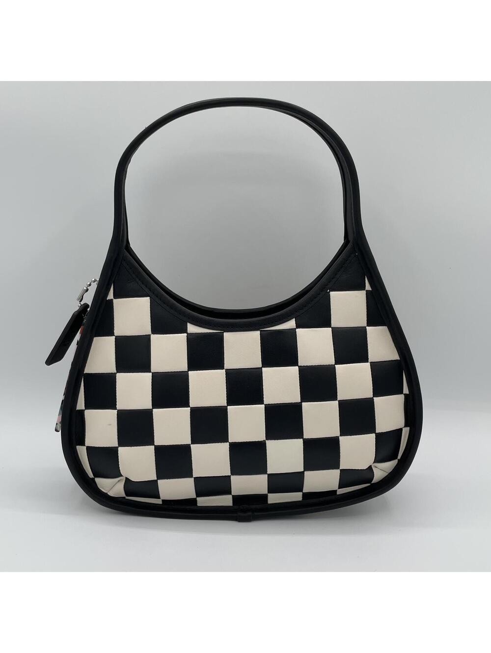 Coach Coachtopia Black White Checkerboard Hobo Shoulder Bag
